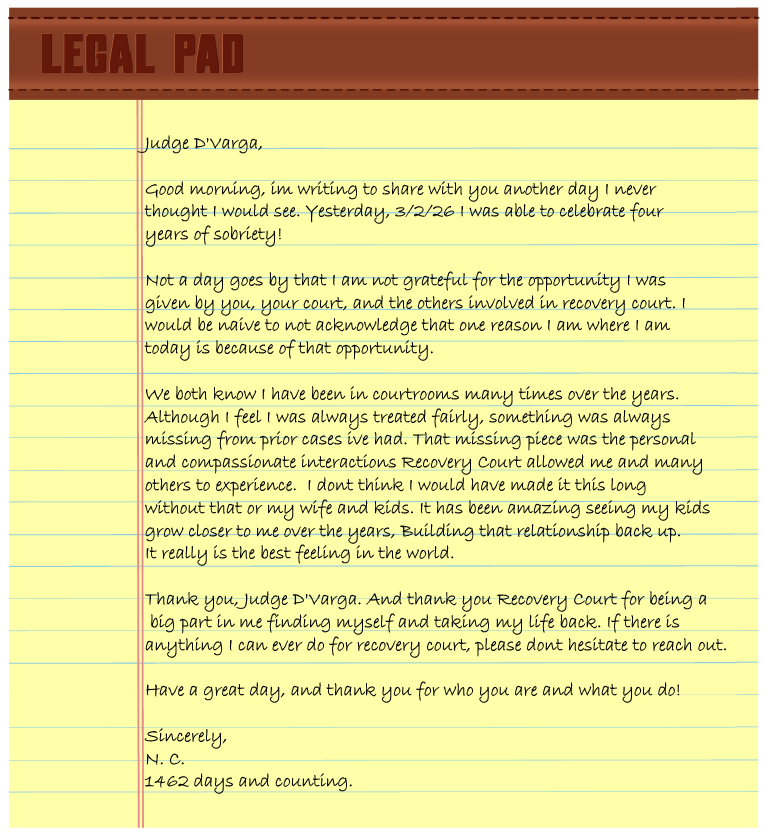 An image of a letter sent to Judge D'Varga